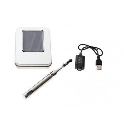 Cigarro Electrónico-Plateado-EGO Kit 1100 mah-Pantalla LCD-1.6ml CE4 Atomizer-Cargador USB-Caja Metálica